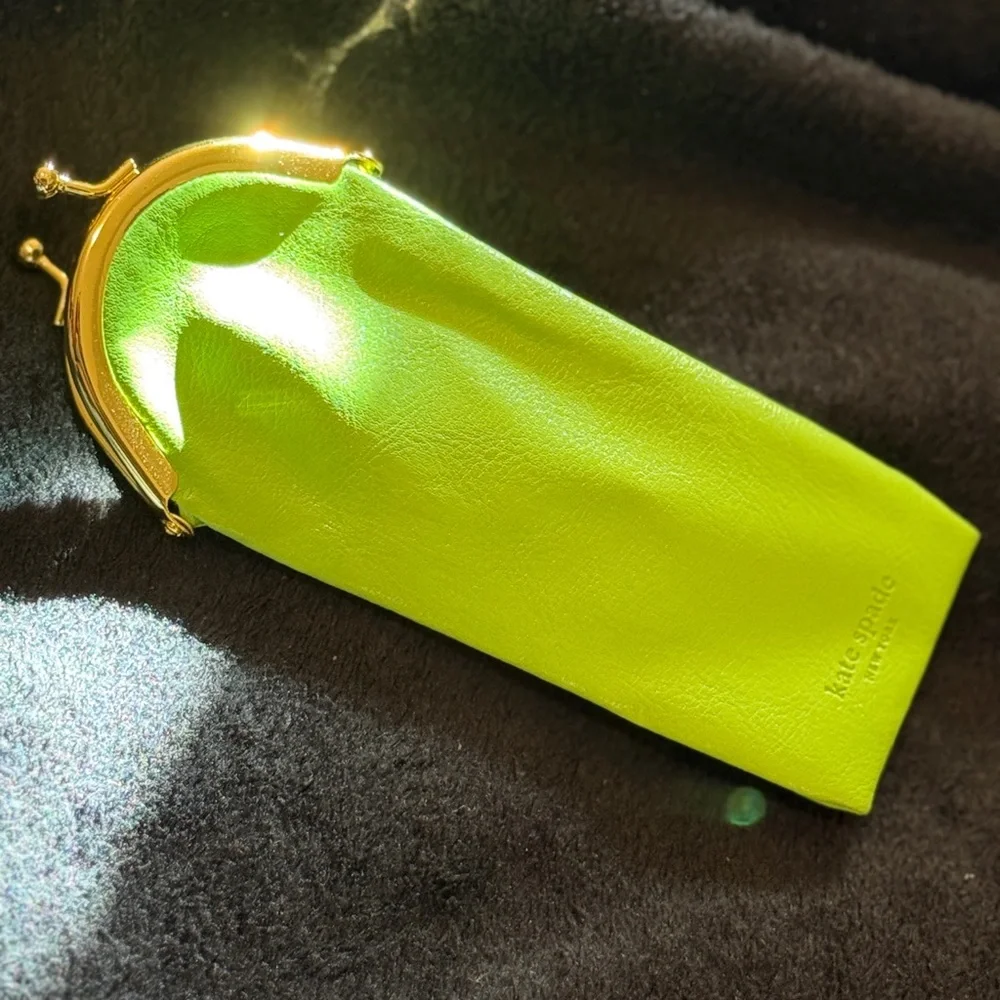 Kate Spade Lime Green Glasses Case with Gold Accents - Picture 10 of 12